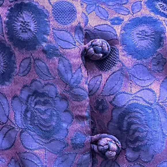 BIANCO LEVRIN Asian Inspired Tunic Topper Jacket Silk Blend Jacquard Ethereal - Picture 15 of 16